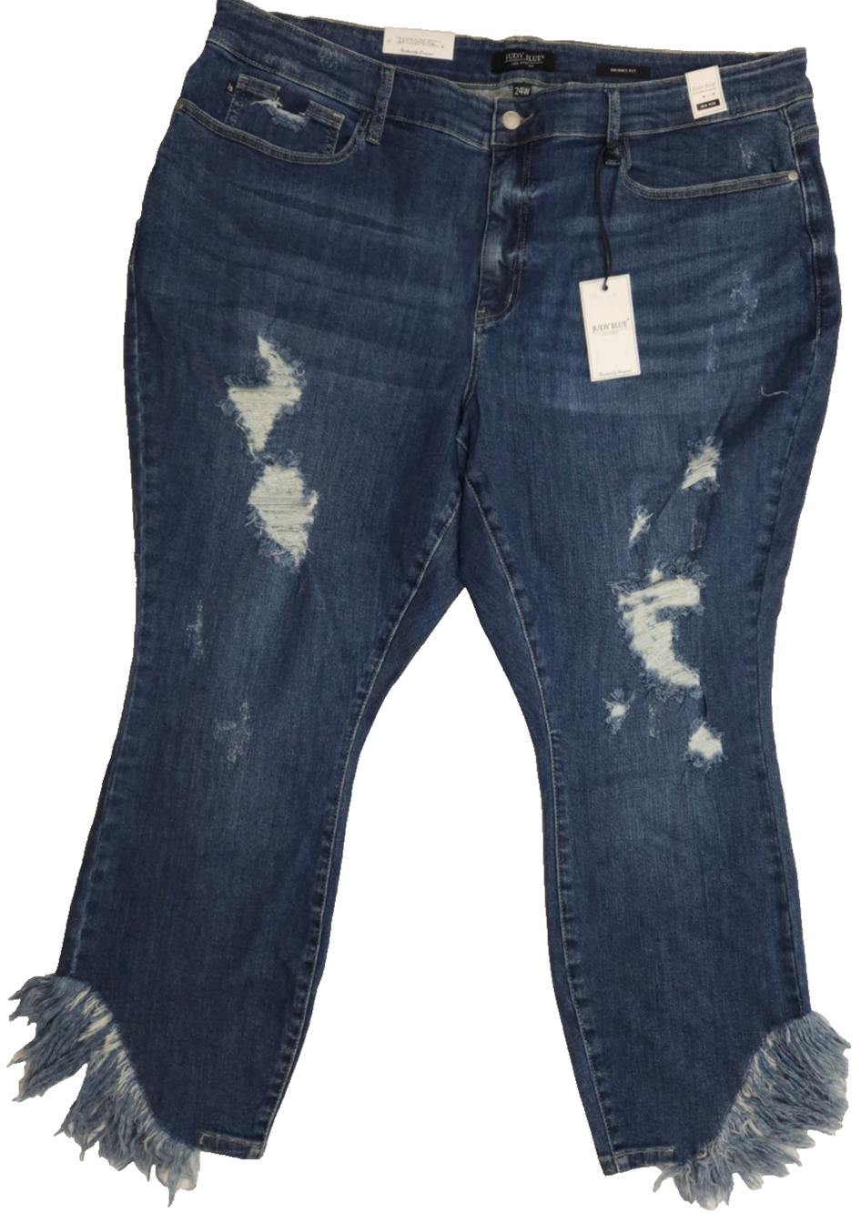 Judy Blue Skinny Fit Jeans Women's Size 24w Mid Rise Stretch Distressed Tassel